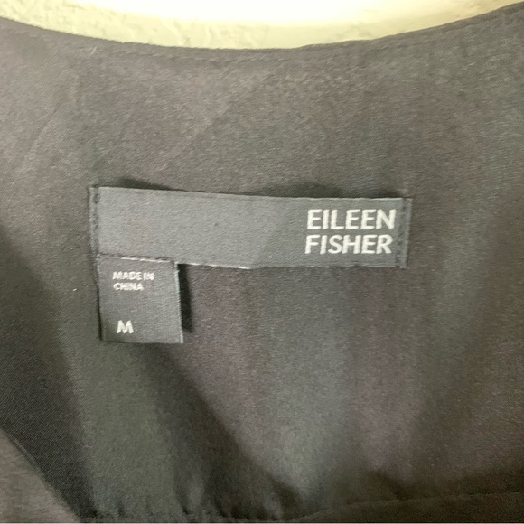 Eileen fisher Womens black layered sleeveless 100% silk dress M - Picture 4 of 6